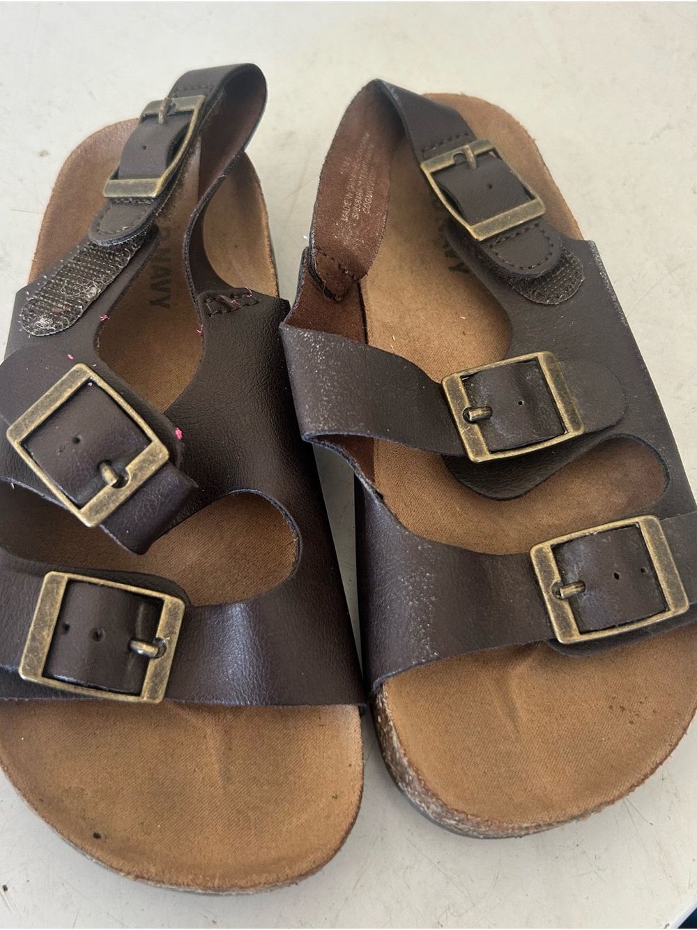 Kids Brown Buckle Slide Sandals Old Navy
